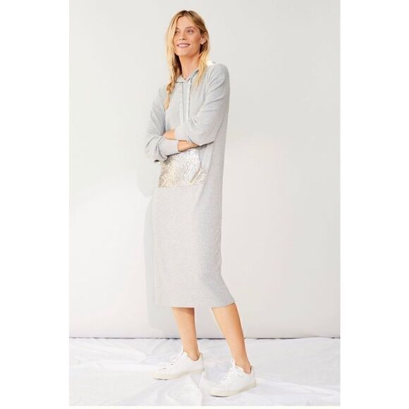 NEW Anthropologie Saturday Sunday Sequined Hooded Tunic Dress X-Small Petite - Picture 2 of 6